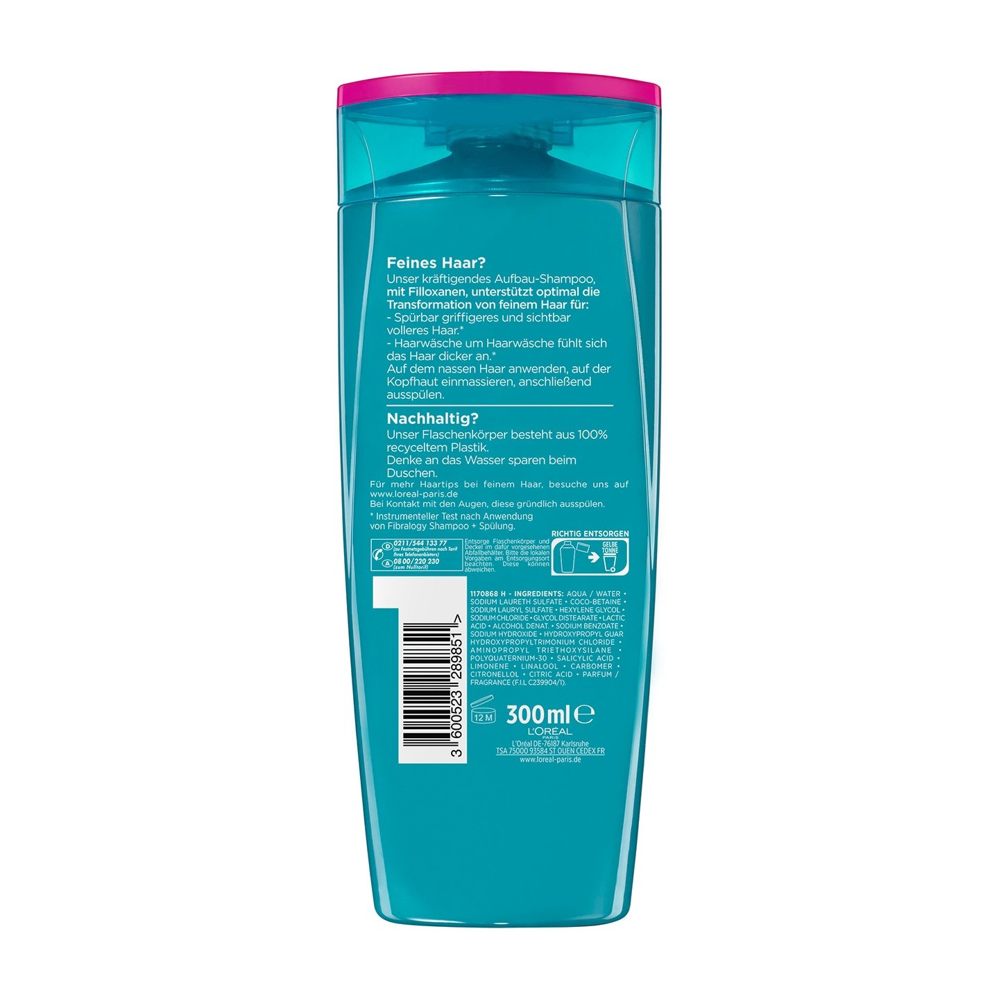 ELVITAL Fibralogy Aufbau Shampoo 300ml - Produkt Rückansicht